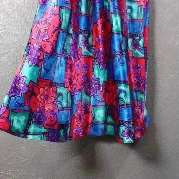 VINTAGE 90s Erica Taylor Mini Satin Slip Dress Floral Lingerie Intimate Large - Picture 5 of 8